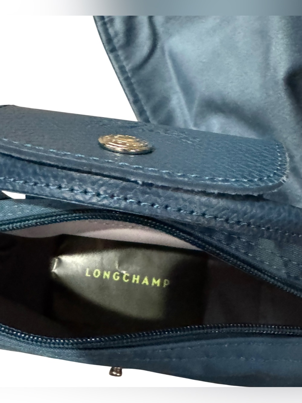 NWOT Longchamp Mini Handbag Deep Teal Longchamp Pouch LE PLIAGE GREEN PEACOCK - Picture 5 of 8